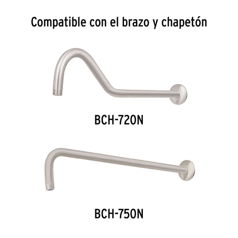 Regadera plato cuadrado 8' sin brazo, satín, FOSET RIVIERA | R-308SN | 45780