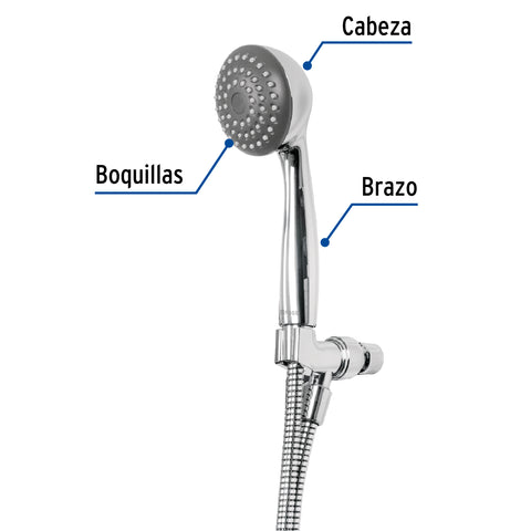 Regadera de teléfono 3-1/4, ABS, con soporte, cromo, AERO | R-011 | 45787