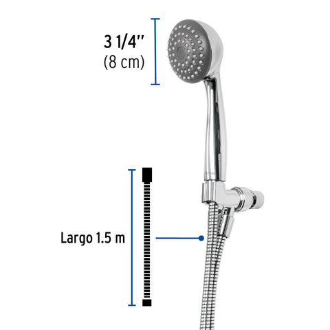 Regadera de teléfono 3-1/4, ABS, con soporte, cromo, AERO | R-011 | 45787