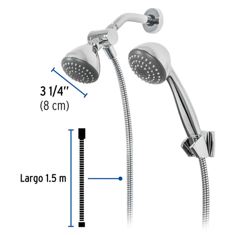 Regadera doble fija y teléfono 3-1/4', ABS, cromo, AERO | R-001 | 45788