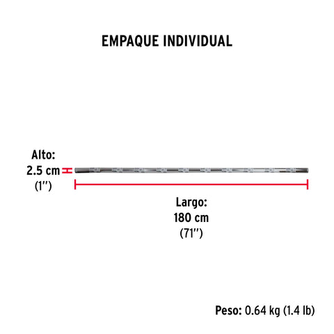 Tubo redondo para clóset, 1.8 m, acero cromado, HERMEX | TR-518 | 45893