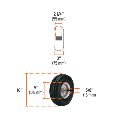 Rueda neumática 10' para eje lateral, Truper | LLN-10L | 45902