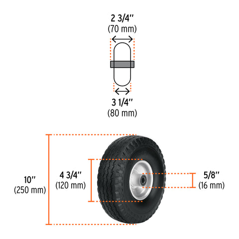 Rueda imponchable 10' para eje central, Truper | LLX-10C | 45909
