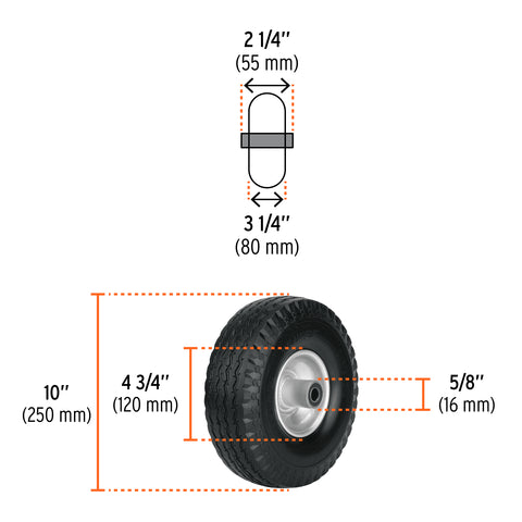 Rueda imponchable 10' para eje lateral, Truper | LLX-10L | 45911