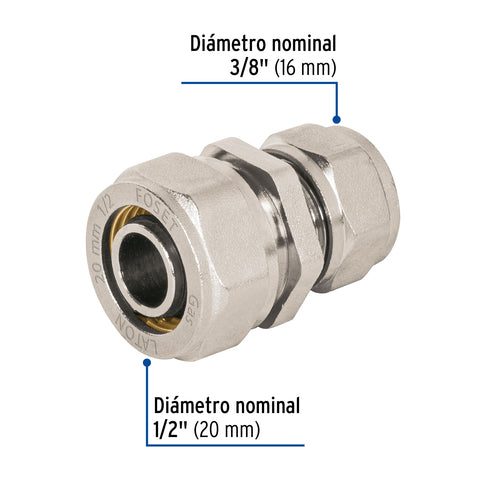 Cople de compresión reducido para PEALPE, 1/2' x 3/8', FOSET | PPG-1238CM | 45915