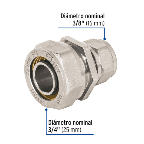 Cople de compresión reducido para PEALPE, 3/4' x 3/8', FOSET | PPG-3438CM | 45916