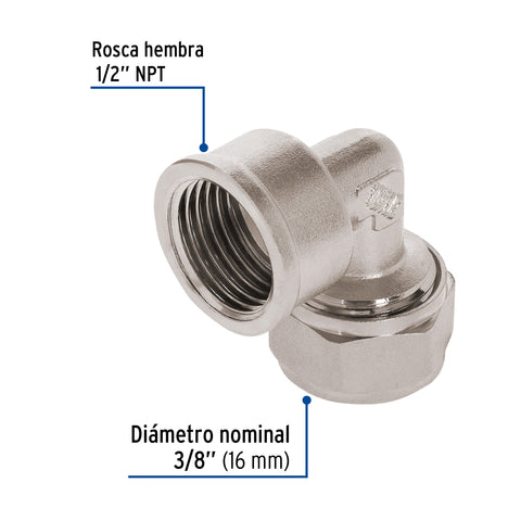 Codo 90° para PEALPE, 3/8', con rosca hembra, FOSET | PPG-38H | 45921