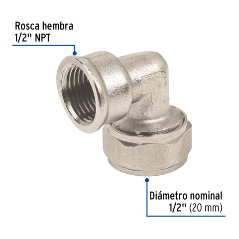 Codo 90° para PEALPE, 1/2', con rosca hembra, FOSET | PPG-12H | 45922