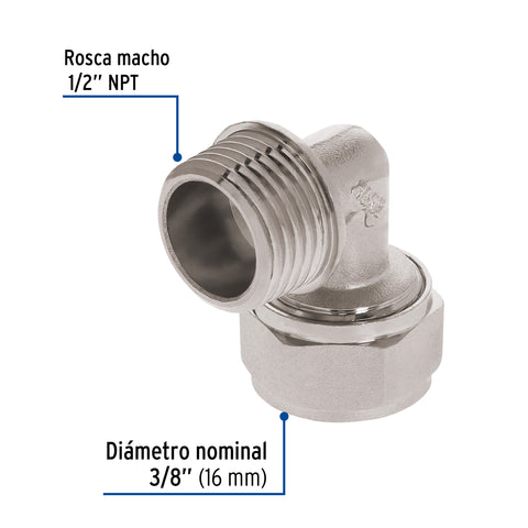 Codo 90° para PEALPE, 3/8', con rosca macho, FOSET | PPG-38M | 45924
