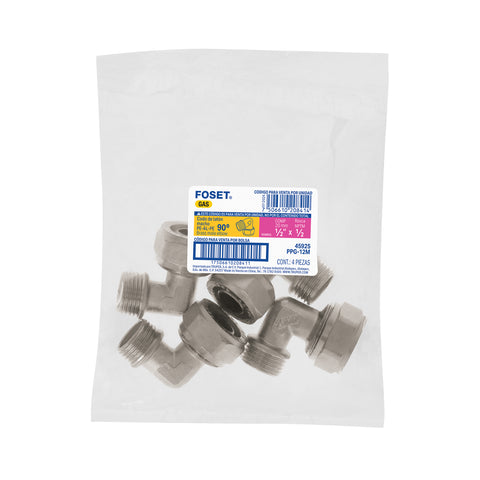 Codo 90° para PEALPE, 1/2', con rosca macho, FOSET | PPG-12M | 45925