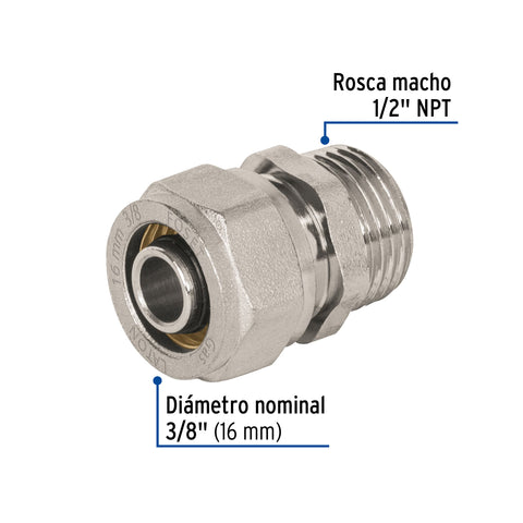 Conector para PEALPE, 3/8', con rosca macho, FOSET | PPG-38NM | 45935