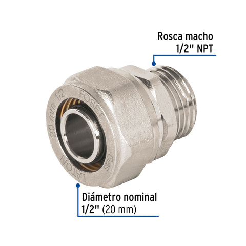 Conector para PEALPE, 1/2', con rosca macho, FOSET | PPG-12NM | 45936