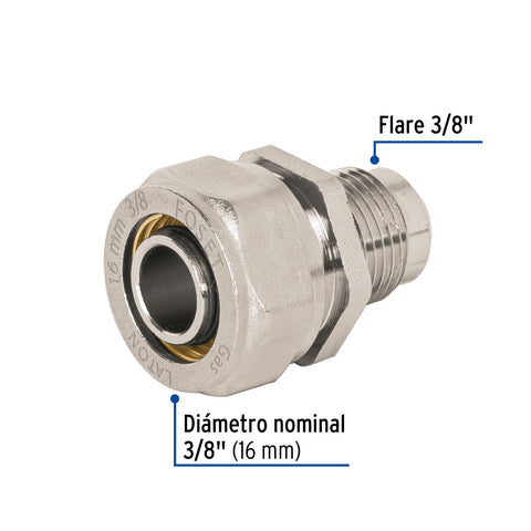 Conector para PEALPE, 3/8' a flare 3/8', FOSET | PPG-38CF | 45941
