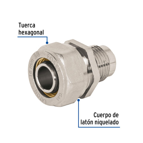 Conector para PEALPE, 3/8' a flare 3/8', FOSET | PPG-38CF | 45941