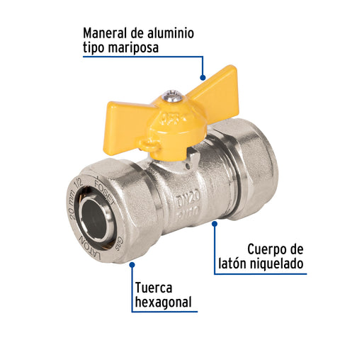 Válvula esfera para PE-AL-PE, 1/2', FOSET | PPG-12VE | 45944