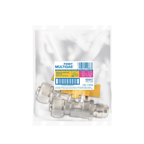 Válvula esfera para PE-AL-PE, 1/2'a flare 3/8', FOSET | PPG-12VF | 45947