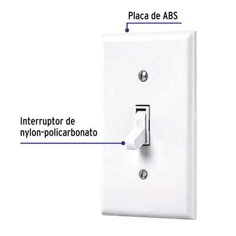 Placa armada interruptor sencillo, línea Standard, blanco | PA-APSE-SB | 45952
