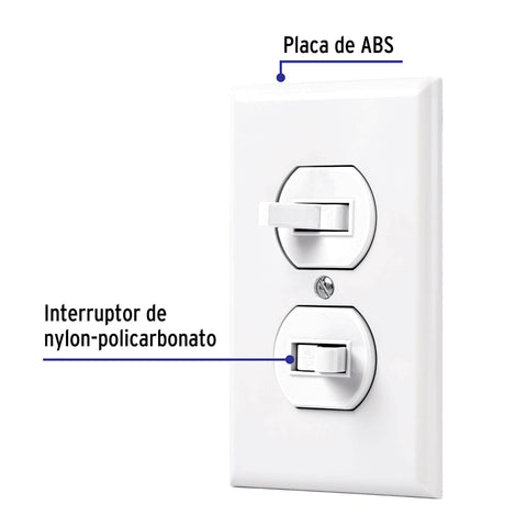 Placa armada 2 interruptores sencillo, línea Standard, blanc | PA-APDO-SB | 45953