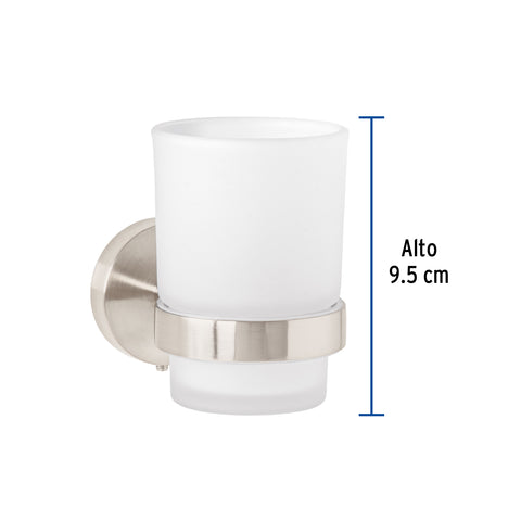 Portavaso cepillero satín con vaso de vidrio, FOSET TÚBIG | TBA-71N | 45956