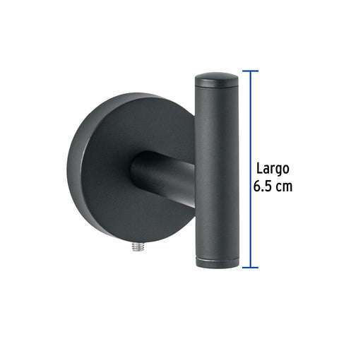 Gancho sencillo metálico acabado negro, FOSET TÚBIG | TBA-73M | 45963