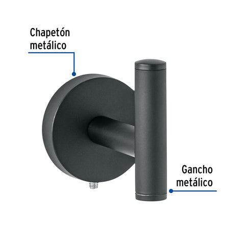 Gancho sencillo metálico acabado negro, FOSET TÚBIG | TBA-73M | 45963