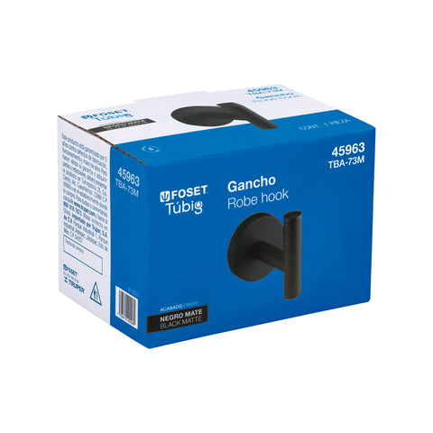 Gancho sencillo metálico acabado negro, FOSET TÚBIG | TBA-73M | 45963