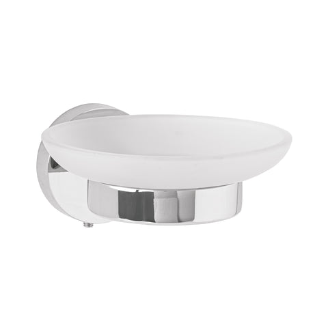 Jabonera metálica cromo con plato de vidrio, FOSET TÚBIG | TBA-74 | 45964