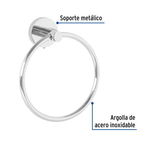 Toallero argolla metálico acabado cromo, FOSET TÚBIG | TBA-77 | 45973
