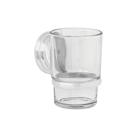 Portavaso cepillero satín con vaso de vidrio, FOSET AQUA | AQA-81N | 45978