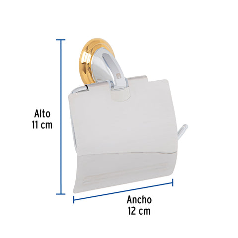 Portarrollo metálico acabado cromo-oro, FOSET AQUA | AQA-82G | 45981