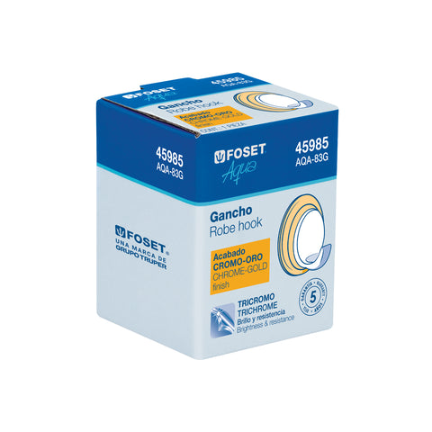 Gancho sencillo metálico acabado cromo-oro, FOSET AQUA | AQA-83G | 45985