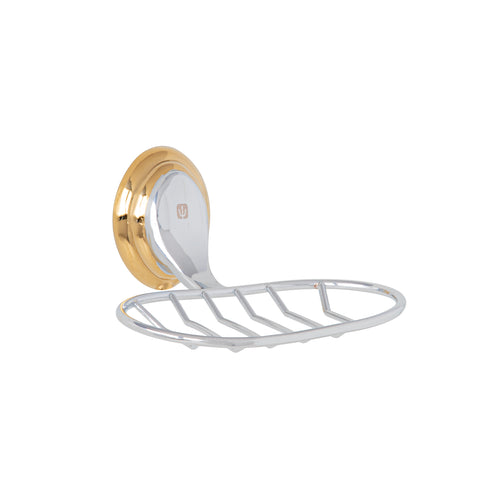 Jabonera metálica cromo-oro, FOSET AQUA | AQA-84G | 45989