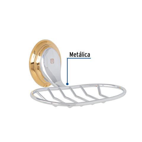 Jabonera metálica cromo-oro, FOSET AQUA | AQA-84G | 45989