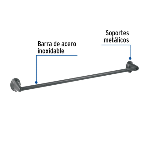 Toallero de barra metálico acabado negro, FOSET AQUA | AQA-86M | 45995