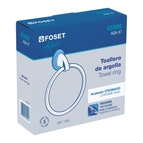 Toallero argolla metálico acabado cromo, FOSET AQUA | AQA-87 | 45996