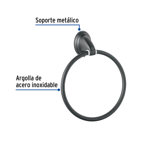 Toallero argolla metálico acabado negro, FOSET AQUA | AQA-87M | 45999