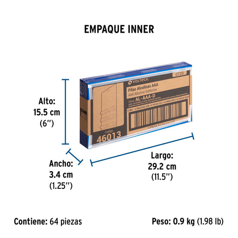 Despachador con 16 pilas alcalinas AAA, VOLTECK | AL-AAA-D | 46013