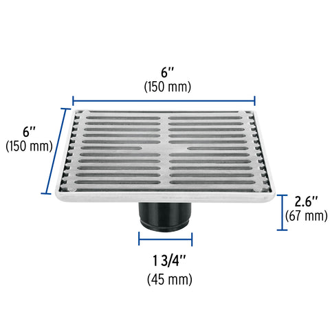 Resumidero cuadrado 6' x 6', acero inoxidable , AQUA | RS-702 | 46048