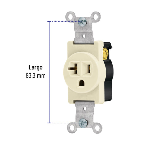 Contacto sencillo, 2 polos 3 hilos, 20 A, Standard, marfil | COSE-MS | 46101