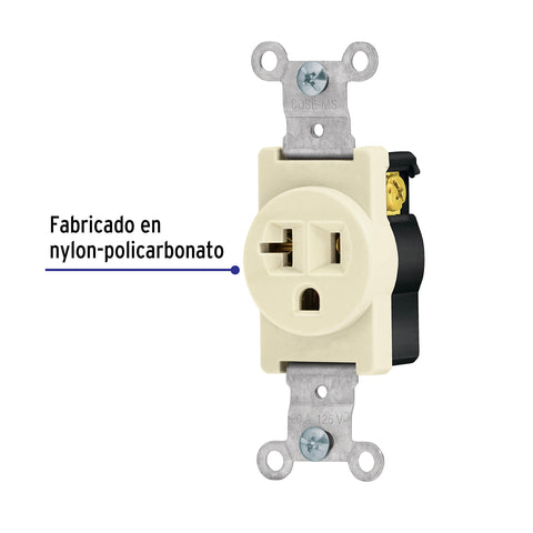 Contacto sencillo, 2 polos 3 hilos, 20 A, Standard, marfil | COSE-MS | 46101