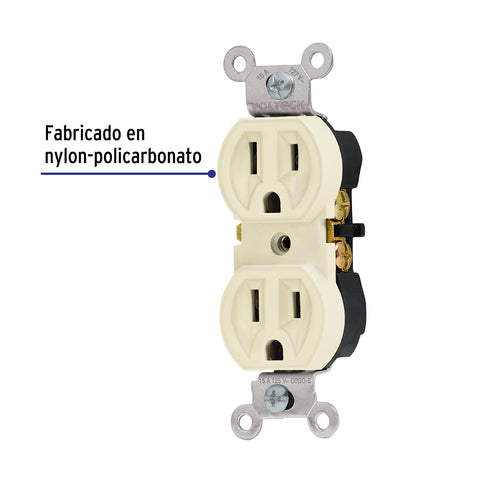 Contacto dúplex, 2 polos 3 hilos, Standard, marfil, Volteck | CODO-S | 46102