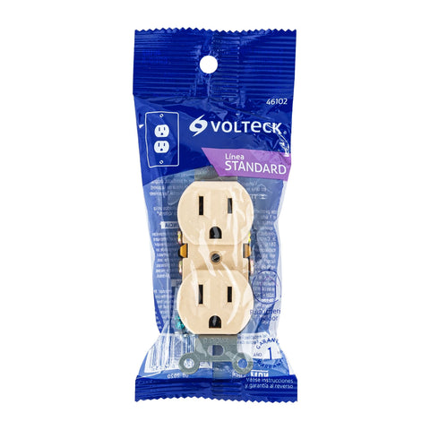Contacto dúplex, 2 polos 3 hilos, Standard, marfil, Volteck | CODO-S | 46102