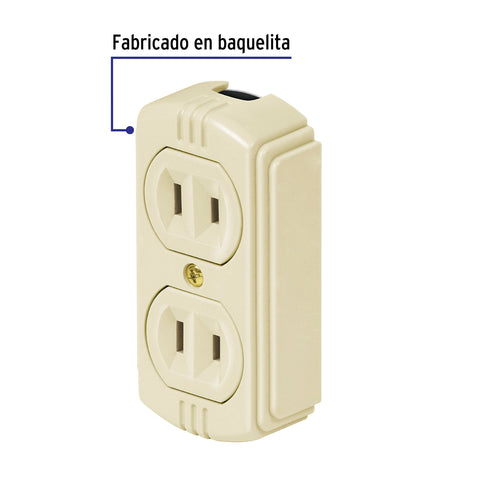 Contacto de sobreponer dúplex sin tierra, Volteck | COSO-D | 46106