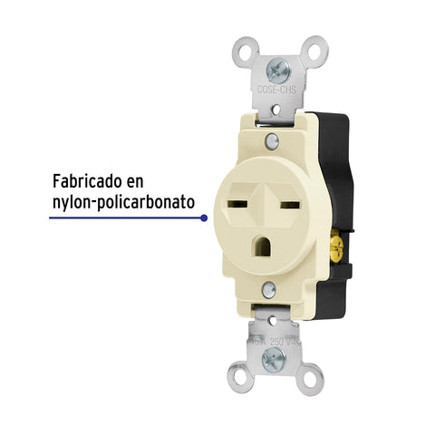 Contacto sencillo, cara de chino, Standard, marfil, Volteck | COSE-CHS | 46110