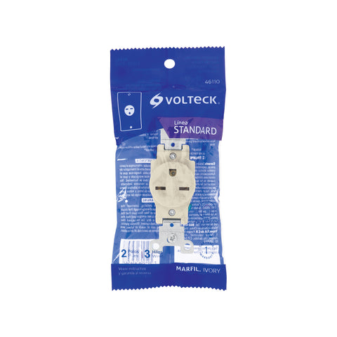 Contacto sencillo, cara de chino, Standard, marfil, Volteck | COSE-CHS | 46110