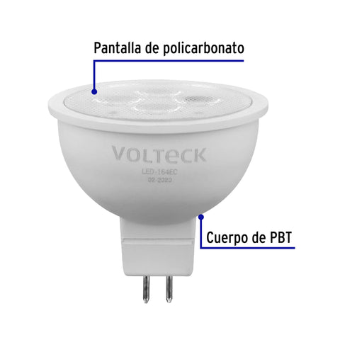 Lámpara de LED 4 W tipo MR 16 base GU5.3 luz cálida, blíster | LED-164EC | 46177