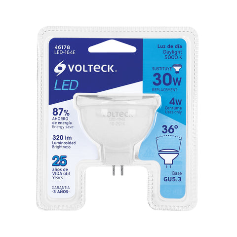 Lámpara de LED 4 W tipo MR 16 base GU5.3 luz de día, blíster | LED-164E | 46178