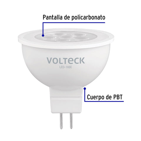 Lámpara de LED 6 W tipo MR 16 base GU5.3 luz de día, blíster | LED-166E | 46180