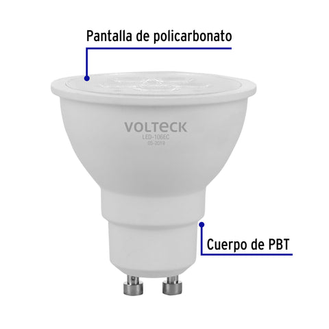 Lámpara de LED 6 W tipo MR 16 base GU10 luz cálida, blíster | LED-106EC | 46218
