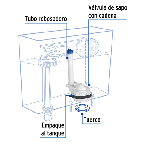 Válvula de descarga 3' para WC de 2 pzas, cadena plástica | VW-007 | 46223